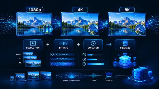 1080p 4K and 8K video storage comparison